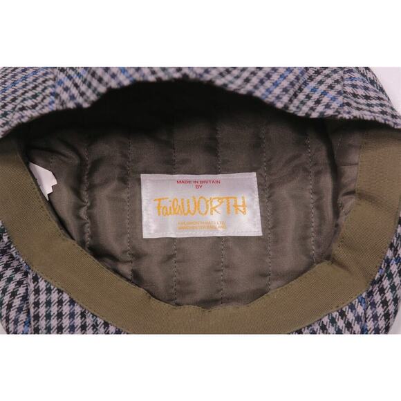 Failsworth Gray/Blue Check Wool Newsboy Cap Hat Made in Britain 7 1/8 - 58 cm - Picture 5 of 7